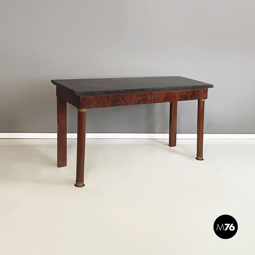 Empire console in black marble, bronze and wood, 1820-1830s