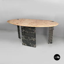 Load image into Gallery viewer, Wall console in black and pink marble, 1980s
