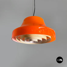 Carica l'immagine nel visualizzatore di Gallery, Chandelier in orange glass and white metal, 1970s
