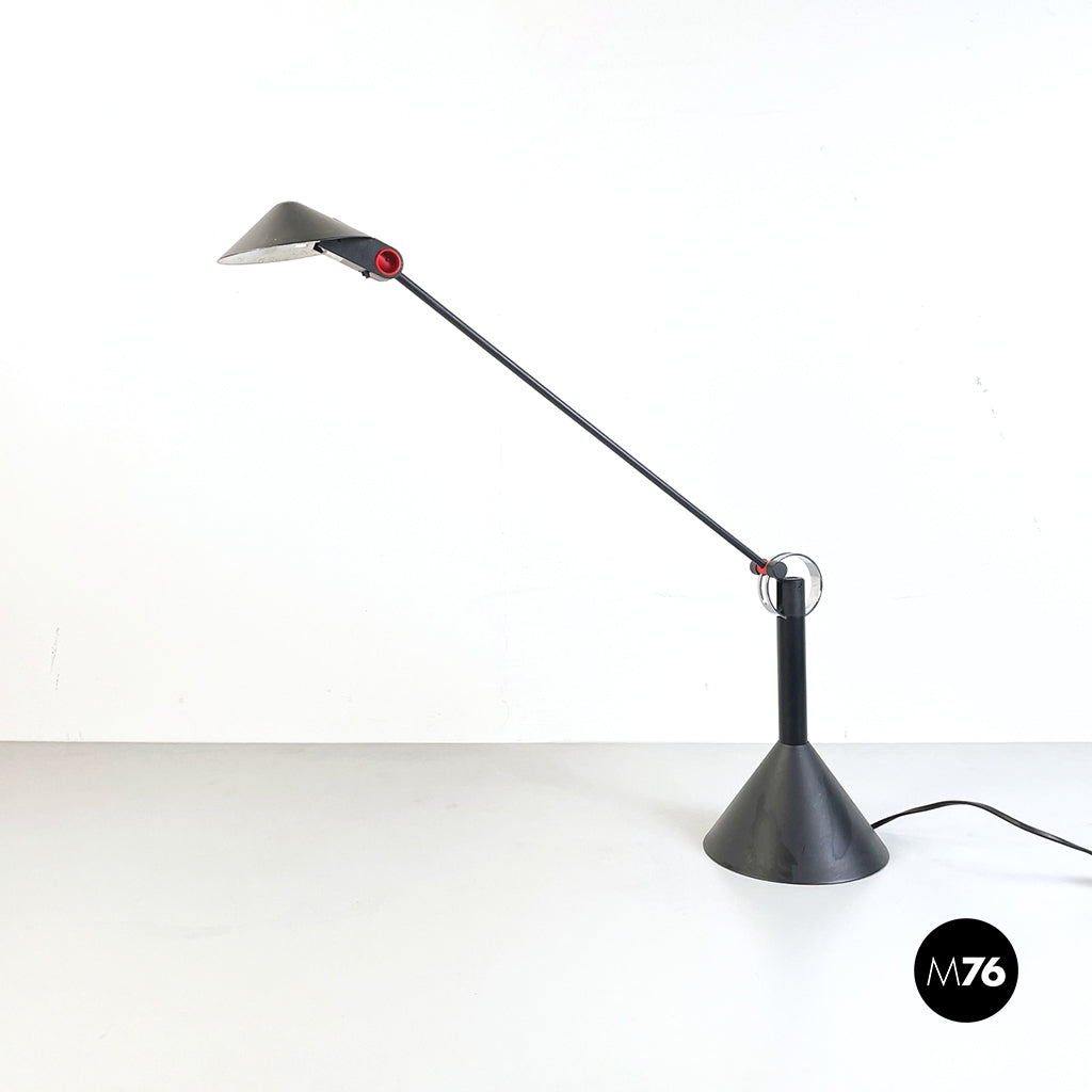 Adjustable black metal table lamp, 1980s