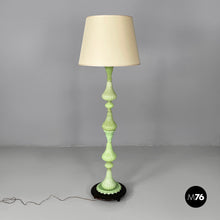 Load image into Gallery viewer, Floor lamp in fabric and green opaline glass, 1930s
