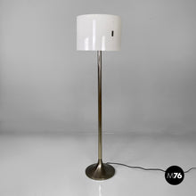Carica l&#39;immagine nel visualizzatore di Gallery, Floor lamp in burnished metal and white plexiglass, 1970s
