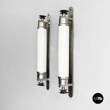 Load image into Gallery viewer, Wall lamps in opaline glass and metal, 1930s
