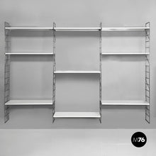 Load image into Gallery viewer, Modular wall bookcase in white metal and steel, 1980s
