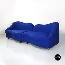 Load image into Gallery viewer, Modular rounded sofa in electric blue fabric by Maison Gilardino, 1990s
