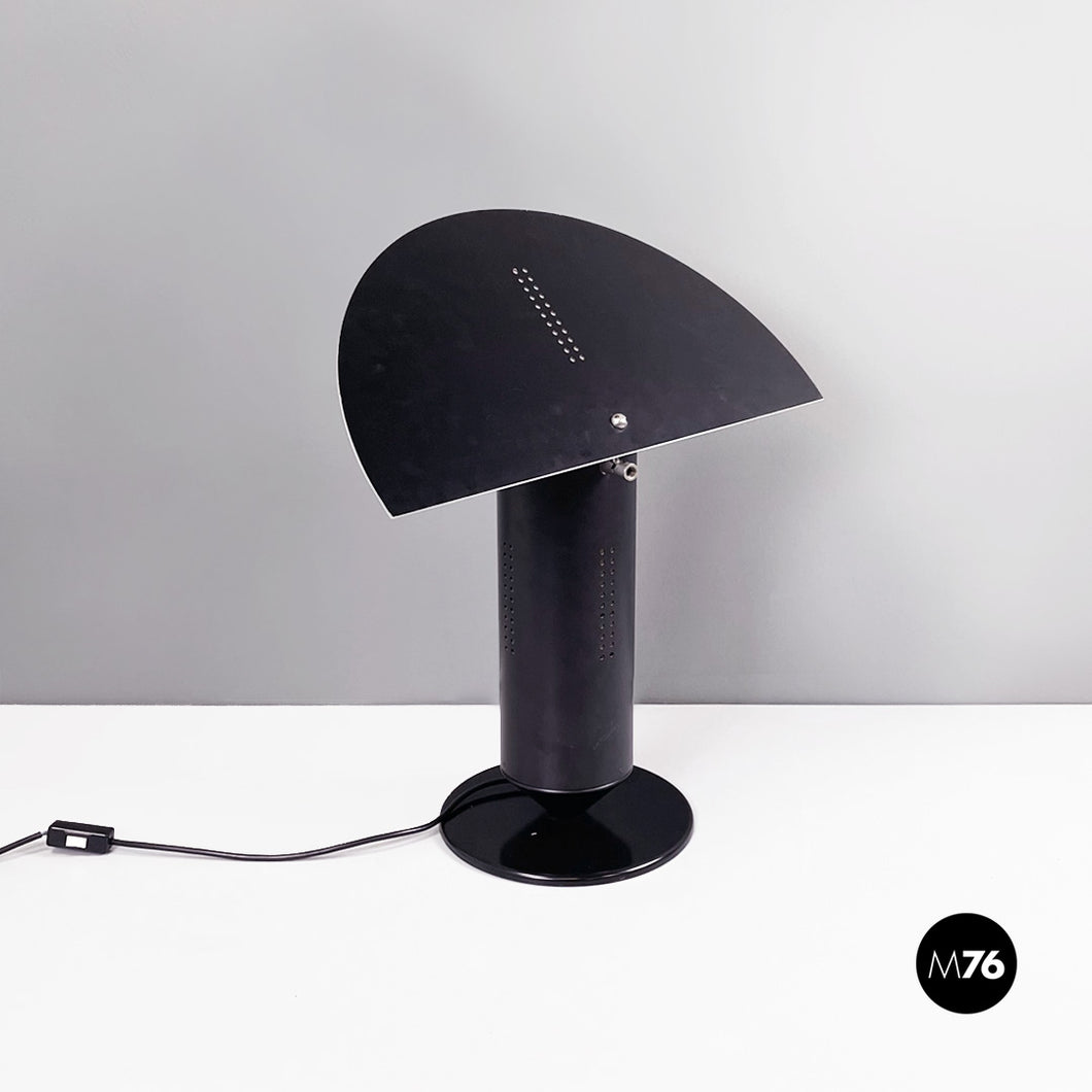 Matte black and glossy white metal table lamp, 1980s
