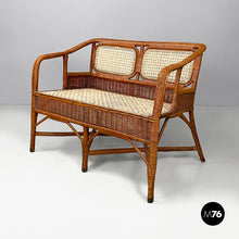 Load image into Gallery viewer, Two-seater outdoor bench in rattan, 1960s
