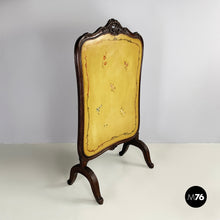 Load image into Gallery viewer, Fire screen in crafted wood with floral decorations, 1940s
