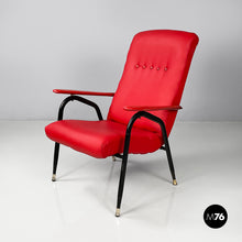 Load image into Gallery viewer, Armchair in red sky and black metal, 1960s
