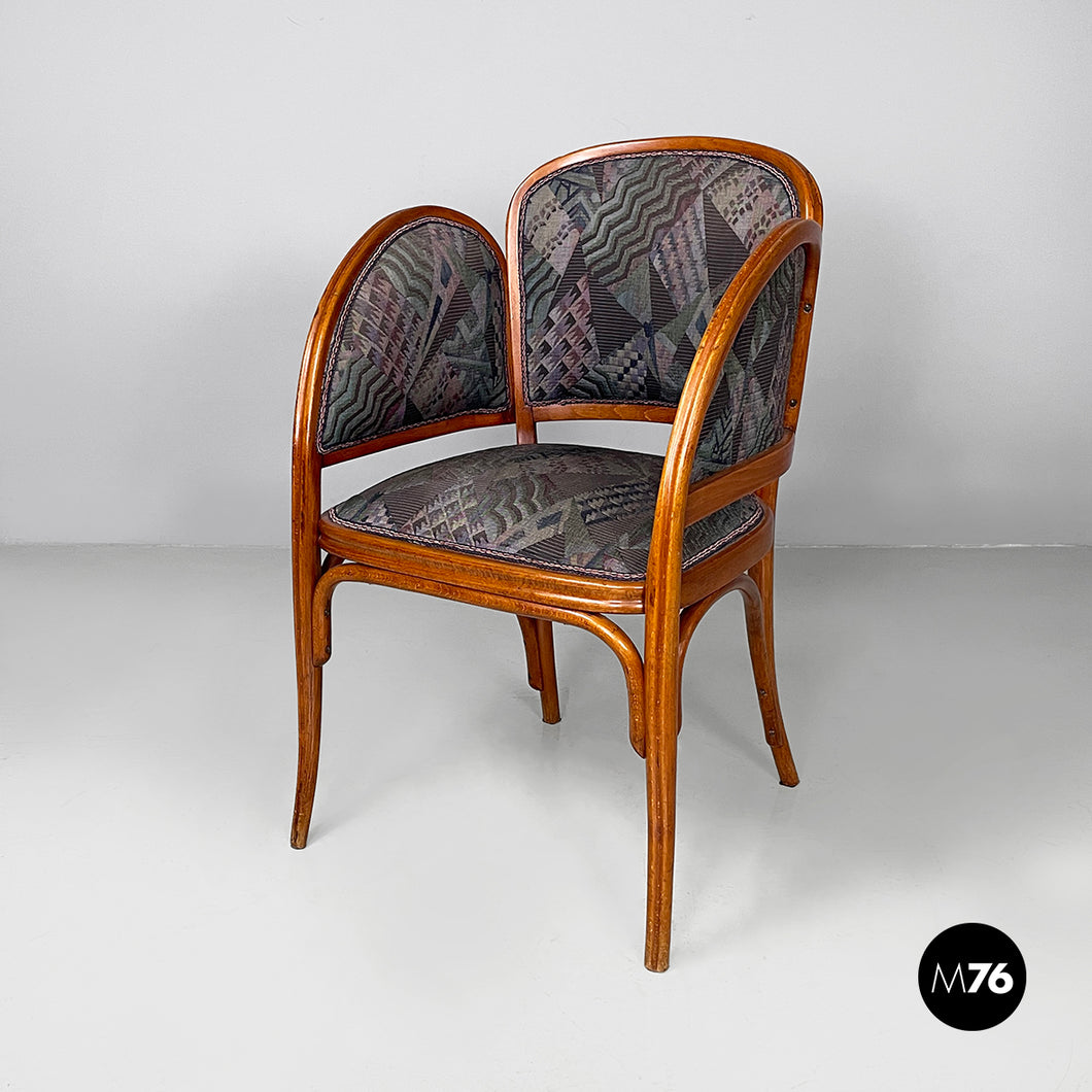 Chair in wood and patterned fabric, 1930s