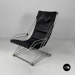 Armchair in faux leather and steel, 1970s
