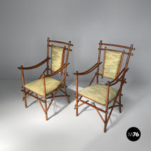 Carica l'immagine nel visualizzatore di Gallery, Armchairs in fabric and bamboo, 1930s
