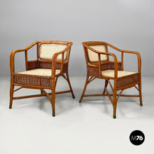 Load image into Gallery viewer, Armchairs in rattan and straw, 1960s
