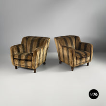Charger l'image dans la galerie, Striped velvet armchairs, 1930s
