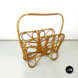 Magazine rack in rattan, 1960s