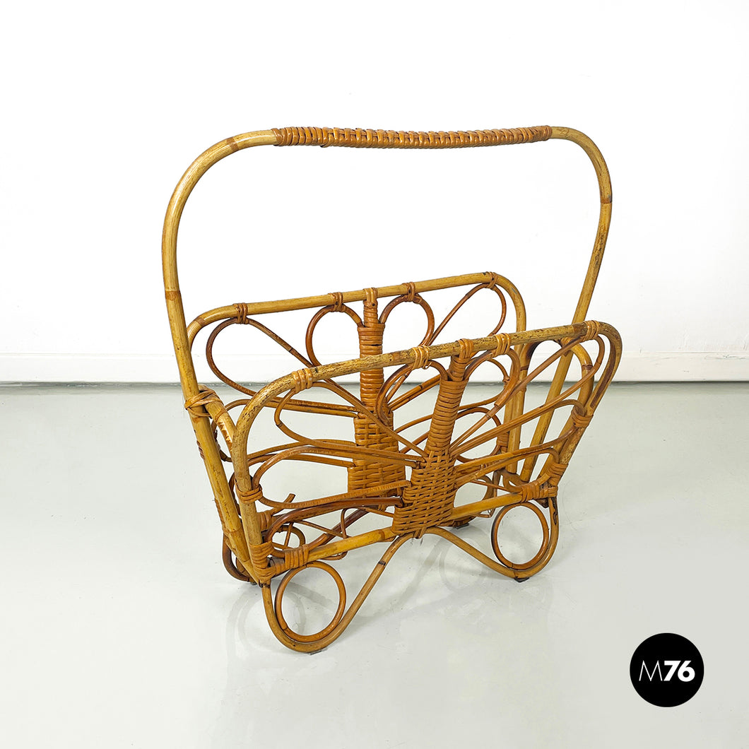 Magazine rack in rattan, 1960s