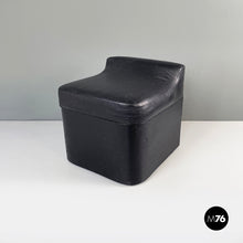 Charger l&#39;image dans la galerie, Stool in black faux leather, 1980s
