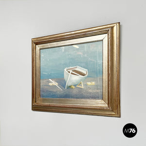 Oil painting of a boat, 1978