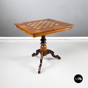Wooden game table  with chessboard, early 1900s