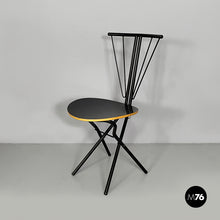 画像をギャラリービューアに読み込む, Folding chair in black wood and metal, 1980s
