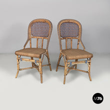 Carica l'immagine nel visualizzatore di Gallery, Chairs in rattan and light blue rattan, early 1900s
