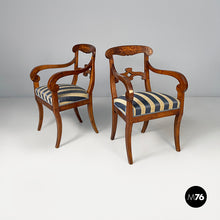 画像をギャラリービューアに読み込む, Chairs in wood and fabric, mid 19th century
