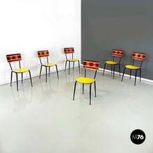 Carica l&#39;immagine nel visualizzatore di Gallery, Chairs Paulista in yellow, red, black formica and black metal, 1960s
