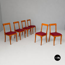 Carica l'immagine nel visualizzatore di Gallery, Wooden chairs with burgundy sky, 1940s
