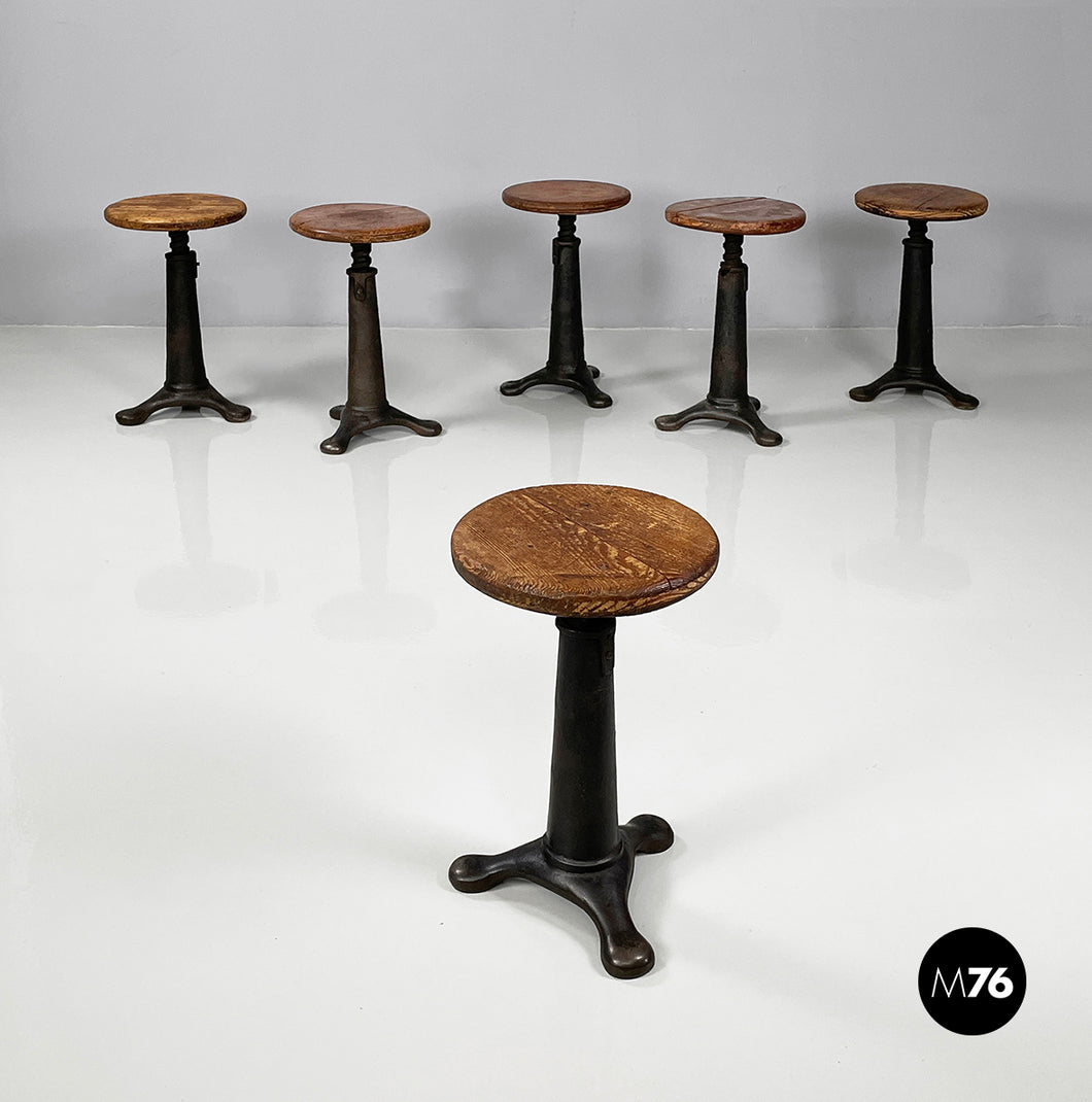 Stools in wood and cast iron, 1930s