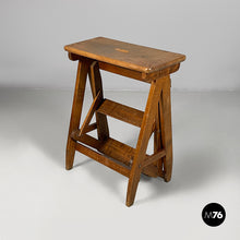 Load image into Gallery viewer, Stool ladder in wood, 1930s
