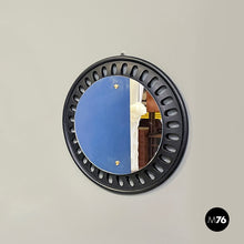 Load image into Gallery viewer, Round wall mirror in black wood, 20th century
