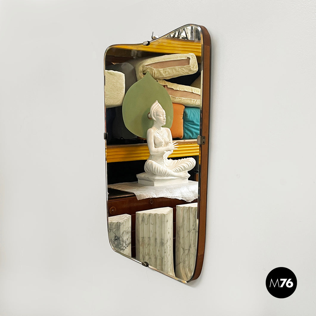 Shaped wall mirror in wood, 1950s