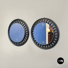 Charger l&#39;image dans la galerie, Round wall mirrors in black wood, 20th century
