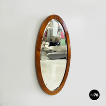 Load image into Gallery viewer, Oval shaped wall mirror with wooden frame, 1960s
