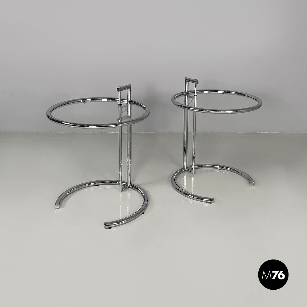 Coffe tables in steel and glass, 1980s