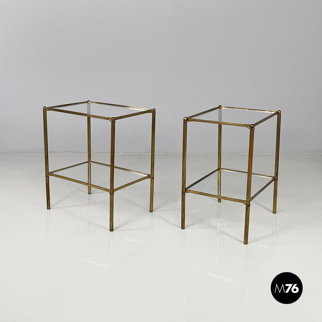 Coffe tables in brass and glass, 1960s