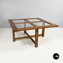 将图片加载到图库查看器，Coffee table in wood and glass, 1980s
