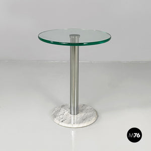 Coffee table in glass, steel and marble, 1980s