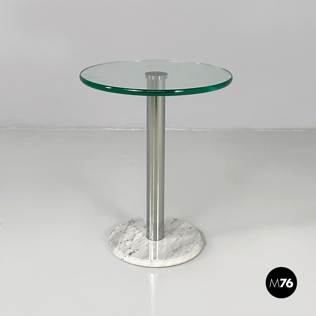 Coffee table in glass, steel and marble, 1980s
