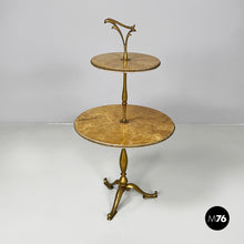 Load image into Gallery viewer, Coffee table in brass and wood with marble effect, 1960s

