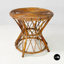 将图片加载到图库查看器，Round coffee table in rattan, 1960s
