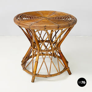 Round coffee table in rattan, 1960s