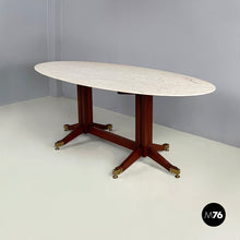 Load image into Gallery viewer, Dining table in mrble, wood and brass, 1960s
