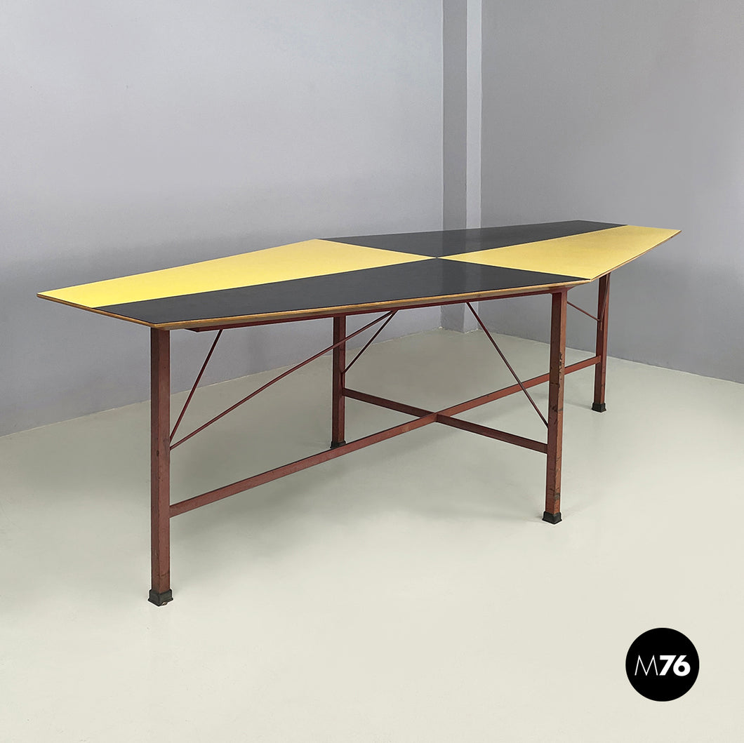 Dining table in wood, formica and iron, 1950s