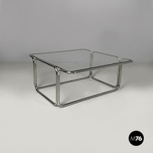Load image into Gallery viewer, Coffee table in glass and chromed steel, 1970s
