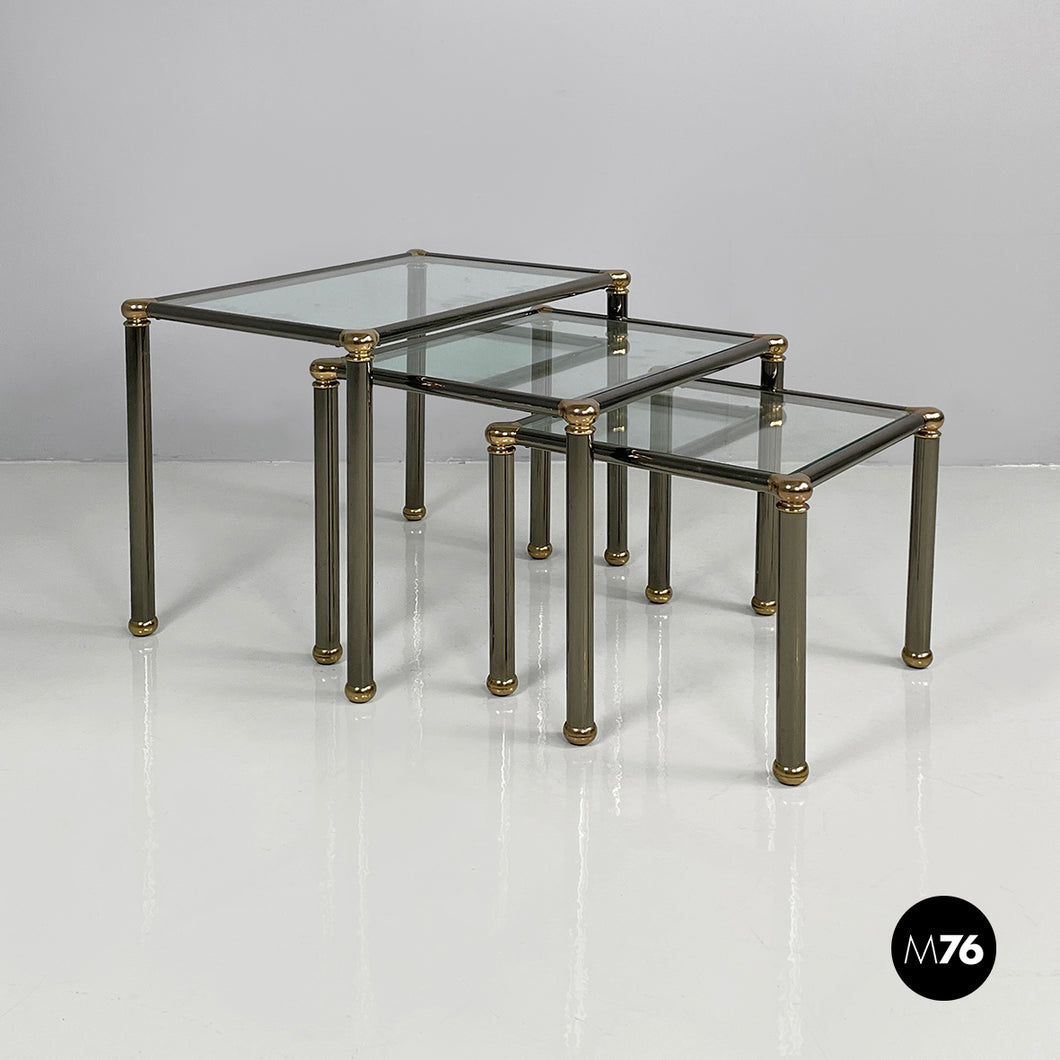 Coffe tables in metal and glass, 1980s