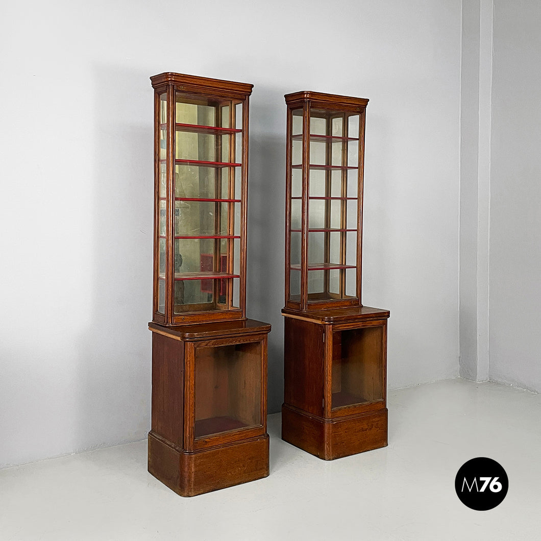 Display cases in wood and glass, mid 1800s