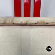 Load image into Gallery viewer, Red wood and fabric folding tub chair, 1980s
