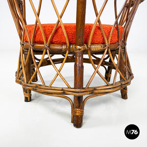 Rattan cockpit armchairs, 1970s