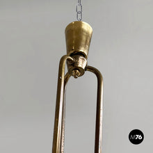 画像をギャラリービューアに読み込む, Chandelier in glass and brass, 1950s

